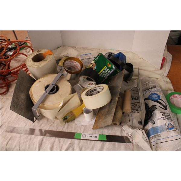 Drywall Trowel+tape, respirator masks, misc