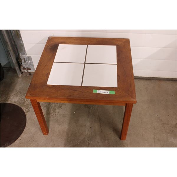 coffee table 24x23 white tile inlay