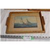 Image 5 : 2 Copper Pictures + glass serving tray sailboat picture