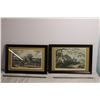 Image 1 : Vintage Prints in frame "Coursing a view in Hatfield Park" + "Fox Hunting" - 19.5" + 13"