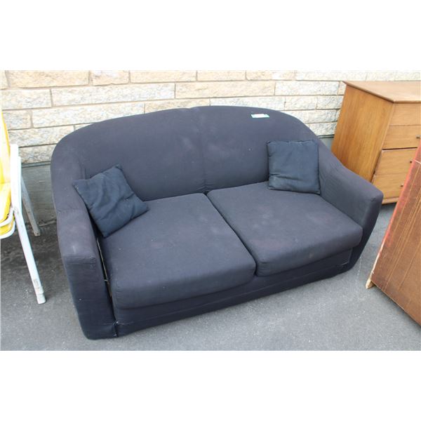 black cloth love seat 60" long