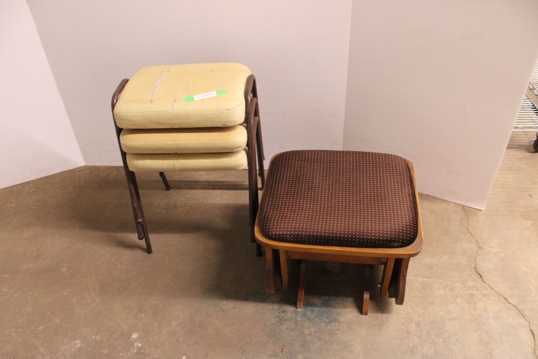 Slider Rocker Stool sliding rocker foot stool + 3 stacking stools - Bodnarus Auctioneering