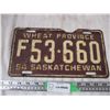 Image 1 : 1954 sask license plate