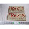 Image 1 : 2X The Money - consecutive number 1975 Sask license plates