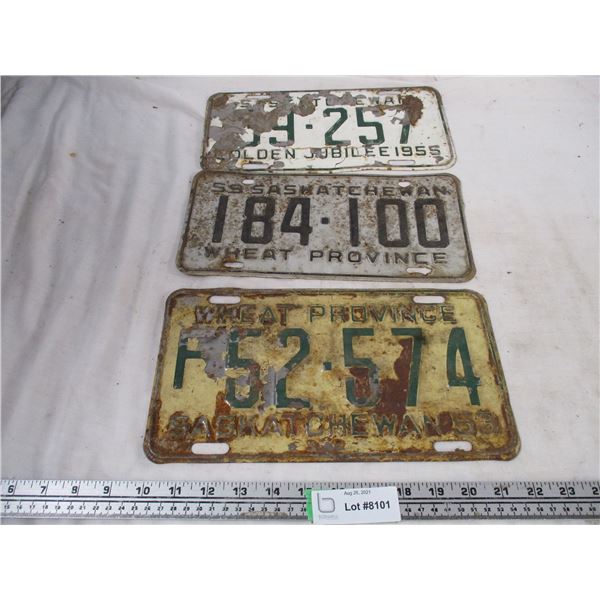 1953,55,59 sask license plates