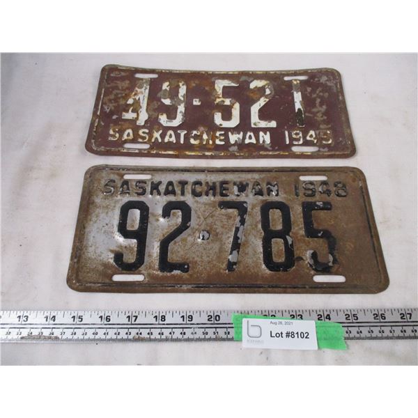 1948,49 sask license plates