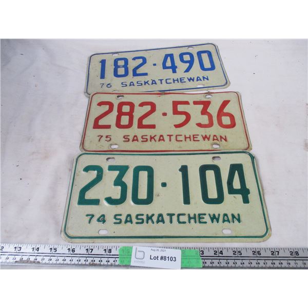 3X The Money - 1974,75,76 sask license plates