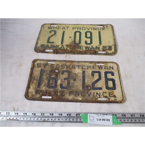 1953,57 sask license plates