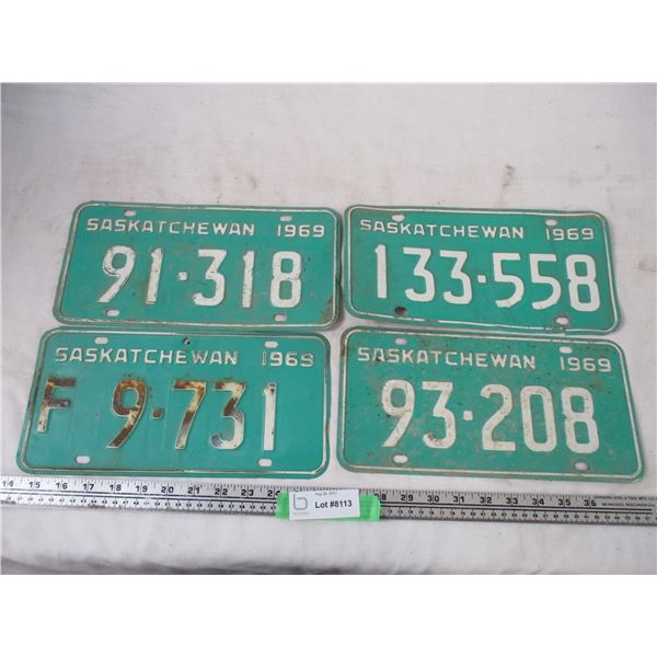 (4) 1969 Sask License plate