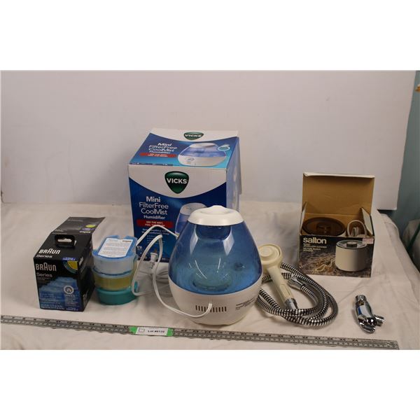 Vicks Cool-mister (used), Sonic Jewellery cleaner, used shower head, braun cartridge cleaning kit