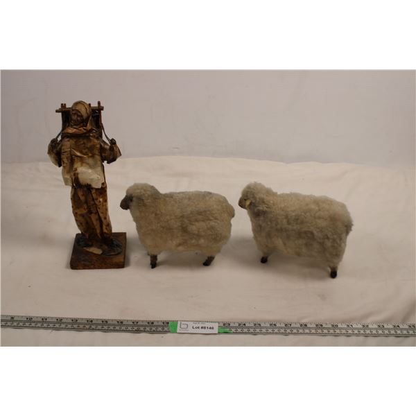 Handmade Vintage art - papermachet + sheep