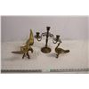 Image 1 : Brass Eagle + Phesant + Candlestick (eagle 10" tall and 11.5' wing to wing