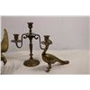 Image 3 : Brass Eagle + Phesant + Candlestick (eagle 10" tall and 11.5' wing to wing