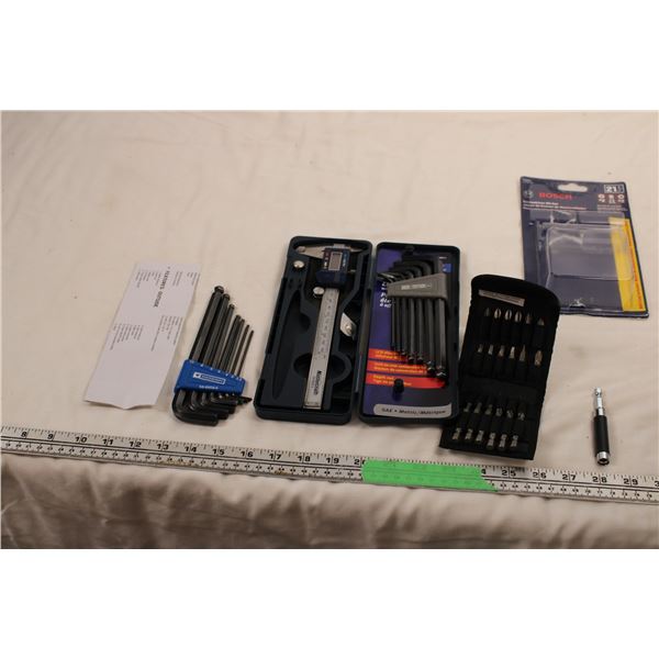 Mastercraft electric caliper + Allen key sets + bosch screwdriver bit set (all appear like new)