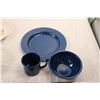Image 2 : blue enamelware + serving plates (hand painted japan)