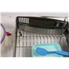 Image 3 : Kitchen Dish Rack, towels, misc kitchenware