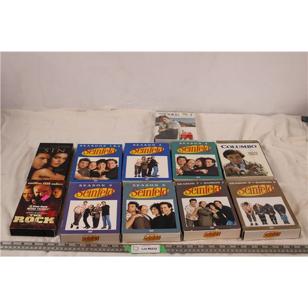 seinfeld DVD seasons 1-7, 9, columbo DVD set, vhs tapes