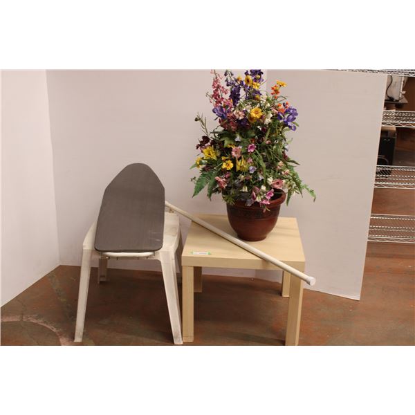 patio table,small table, artificial flowers, misc