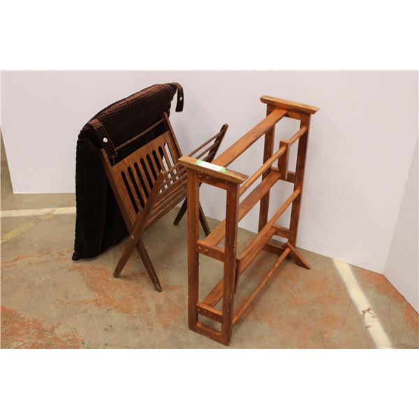 wooden magazine rack, misc