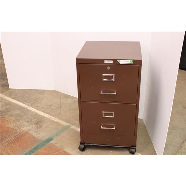 2 door metal filing cabinet (on casters)