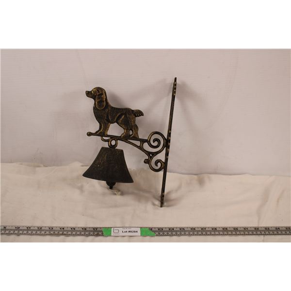 dog figure with bell (metal cast iron?) wall hanging