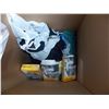 Image 4 : Box of Clothes, underwear (L), hats, hand towels, shammy's, car seat beads