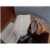 Image 6 : Box of Clothes, underwear (L), hats, hand towels, shammy's, car seat beads