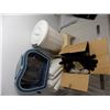 Image 1 : Towels, mini foot stool + garbage can, misc container, box of gloves