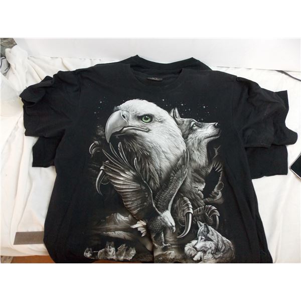 (3) Jays Rock (size L) Eagle + Wolf t-shirts (image on front and back) - all different