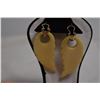 Image 2 : carved earrings - (bone? or bakelite plastic?)