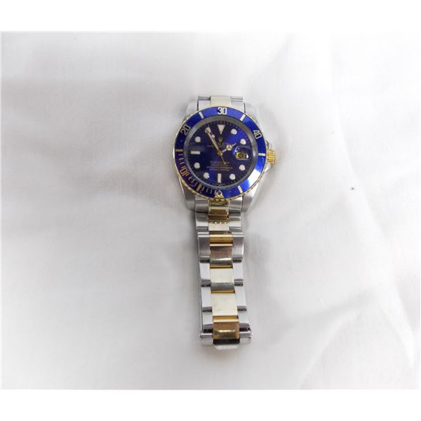 rolex blue submariner (working) - self wind, screw down crown, bracelet says  Registered swissmade 