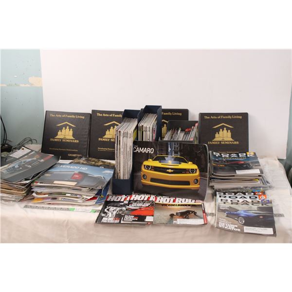 car magazines, calendars, brochures, misc