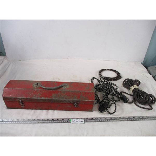 metal tool box with vintage cords