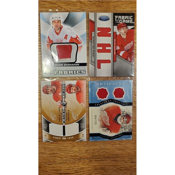 Shanahan, Osgood /135, Rafalski /25, Franzen, Zetterberg - game worn jersey cards