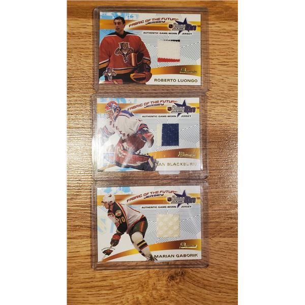 Luongo, Blackburn, Gaborik Young Stars game jersey cards