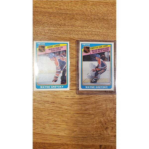 83-84 OPC - Gretzky PPG + Assist Leader Cards (one has minor crease on back)