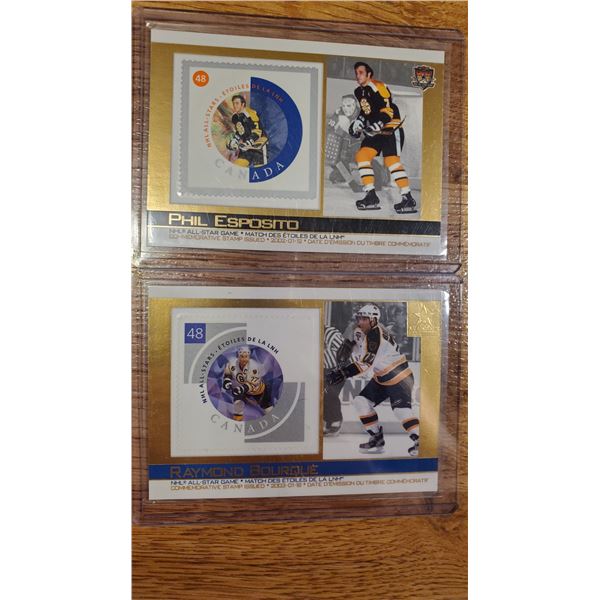 Esposito + Bourque All Star Game Canada Post Stamp Hockey Card