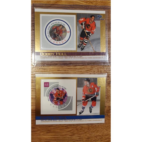 Mikita + Hull All Star Game Canada Post Stamp Hockey Card