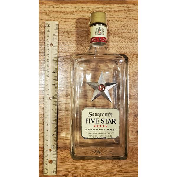 Seagram's Five Star Whiskey Bottle with star crest - (1972)