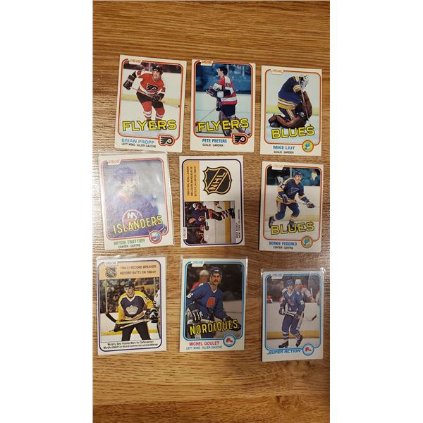 1981-82 OPC Pete Peeters, Mike Bossy, Trottier, Goulet, Stastny, Murphy