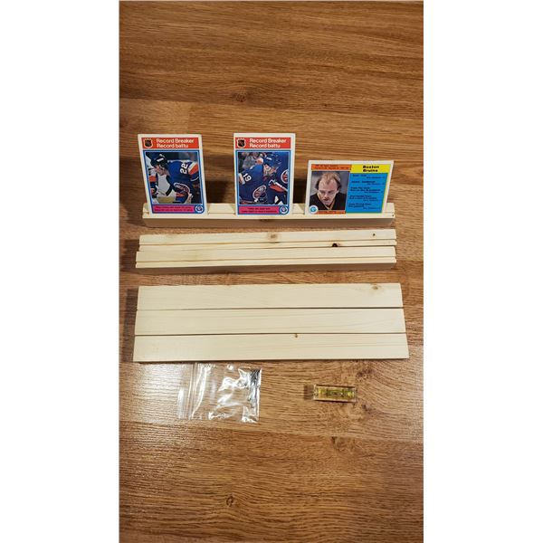 (6) 3 toploader Wooden Wall Mount Card Holders - comes with bubble level, mounting nails + 82-83 OPC