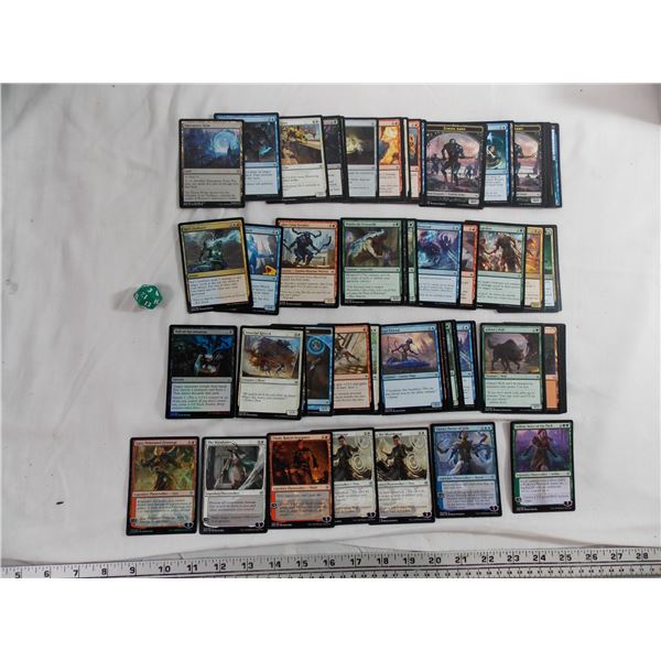 Magic the Gathering cards + D20 die - legendary planeswalkers + misc