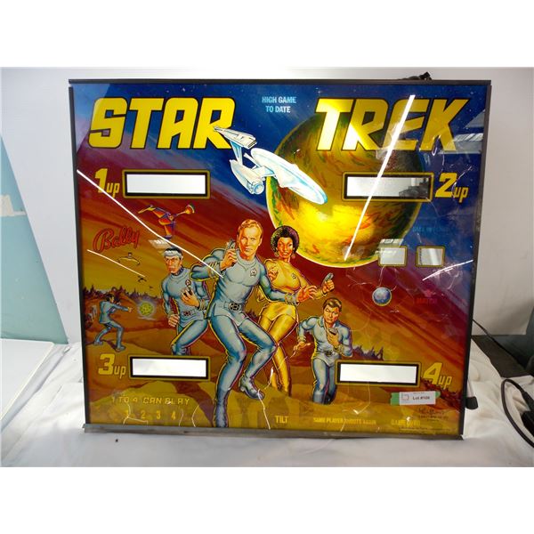 Star Trek Pinball Back Glass - Bally 1978 - 38.5"x26"
