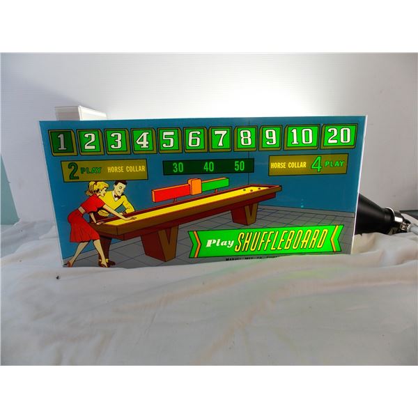 Original 1950's Shuffleboard Back Glasss "Marvel MFg" (NOS Replacement glass - 22" x 11")