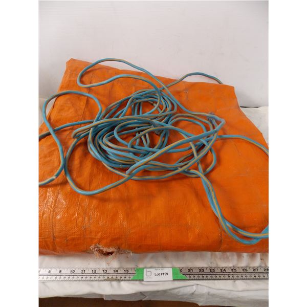 Large Tarp (hole in it) and extension cord (damaged)