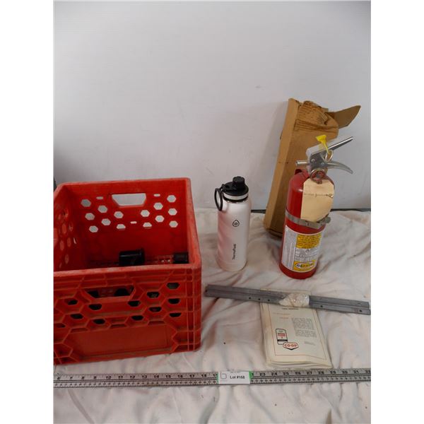 fire extinguisher from 1996 with crate + contents