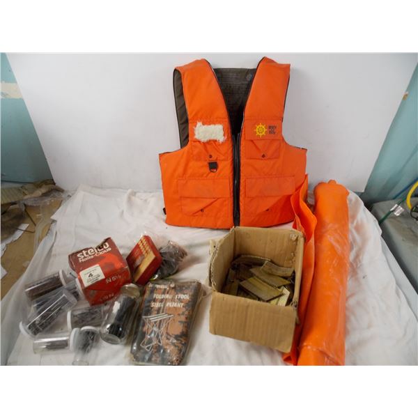 various nails + life preserver raft + vest (large-XL)