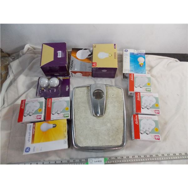 Bathroom Scale (essex) + lightbulbs (partial boxes)