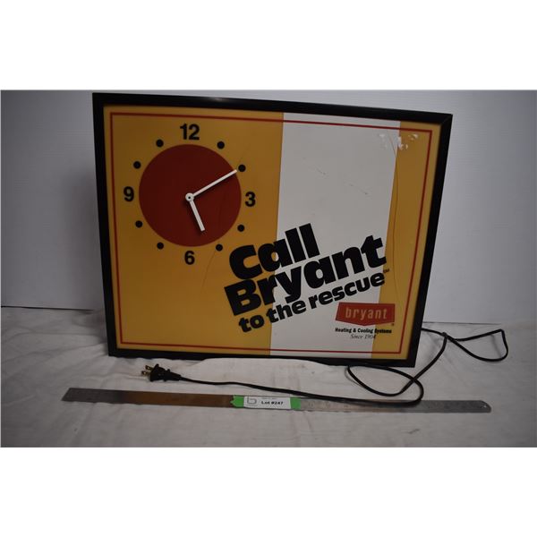 Call Bryant plastic wall clock (cracked front)