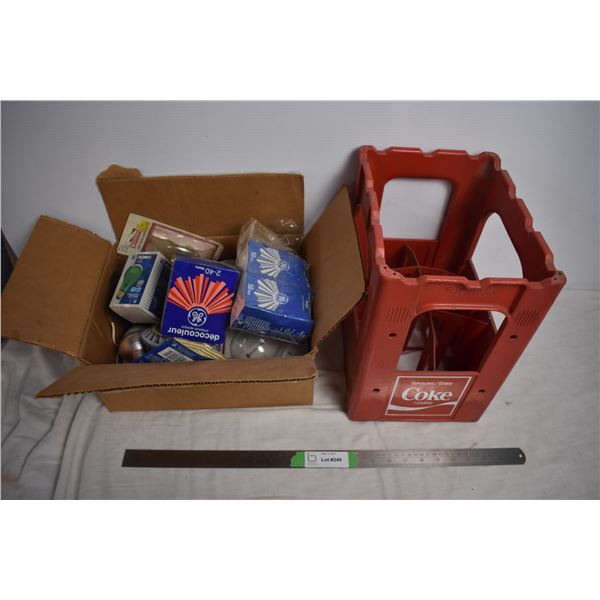 Coke crate with vintage lightbulbs